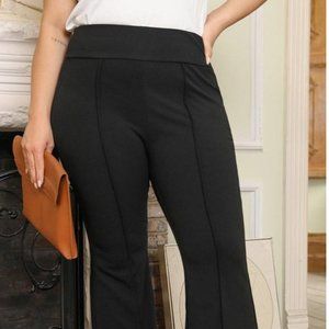 Black Exposed Seam Straight Leg Plus Size Pants